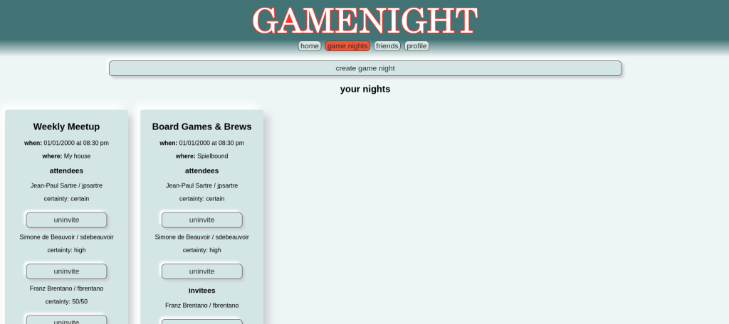 Gamenight app